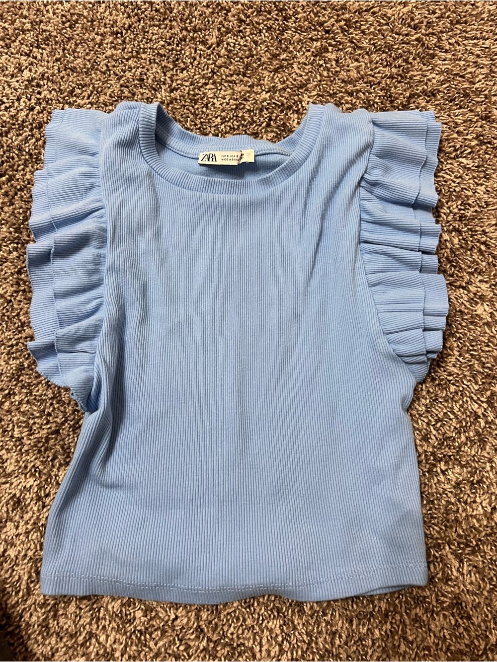ZARA Sky Blue Ribbed Crewneck Tank